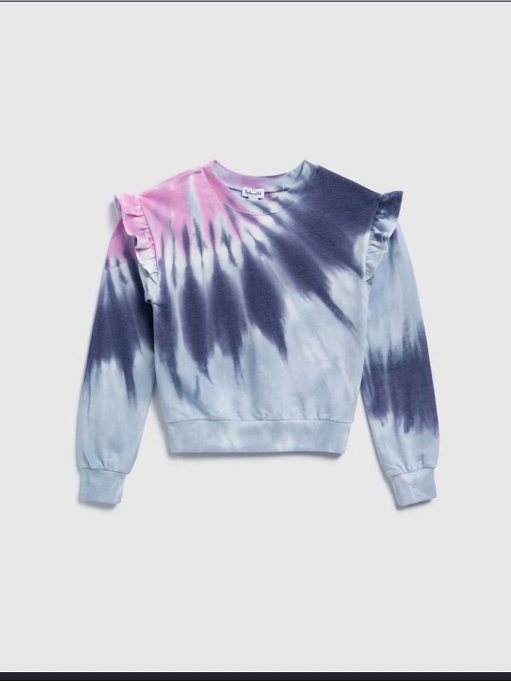 Splendid Tie-Dye Ruffle Sweatshirt - Pink & Blue